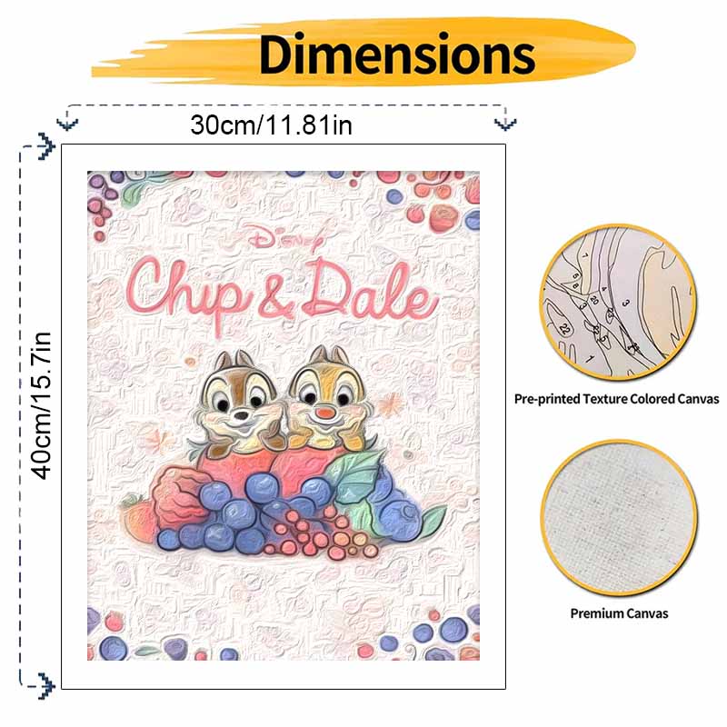 Disney digital oil painting Chip and Dale fruit painting art handmade diy gift home decoration