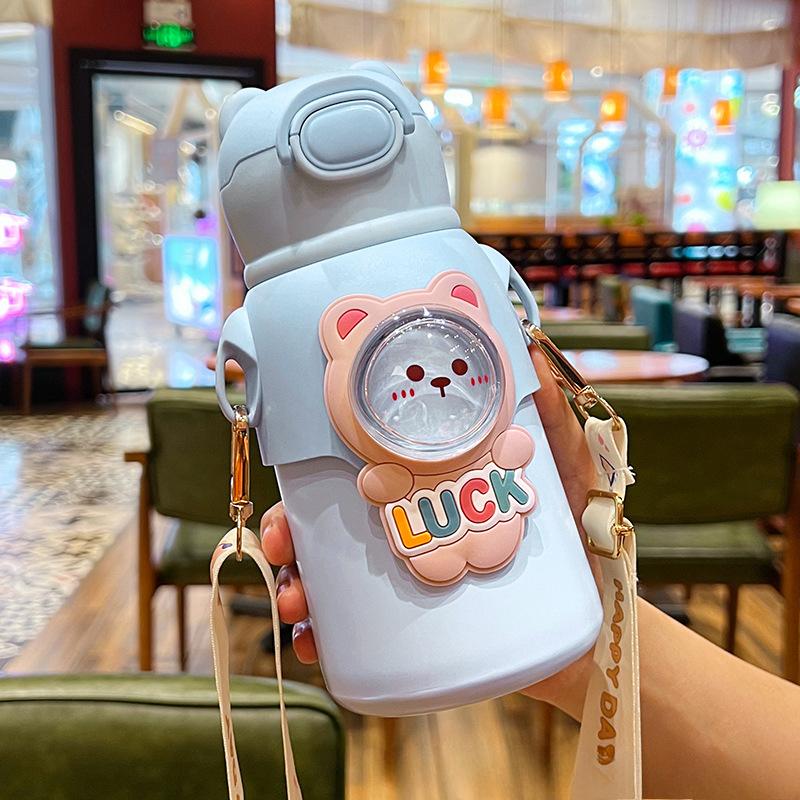 Anime Thermos Mug for Children Unisex Baby Drinking Cup with Straw Handy Adorable Food Grade Cup for Students Durable