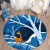 Floor Mat Living Room Rug Children's Crawling Play Area Mat Anime Carpet Door Mat Forest Fawn Round Rug