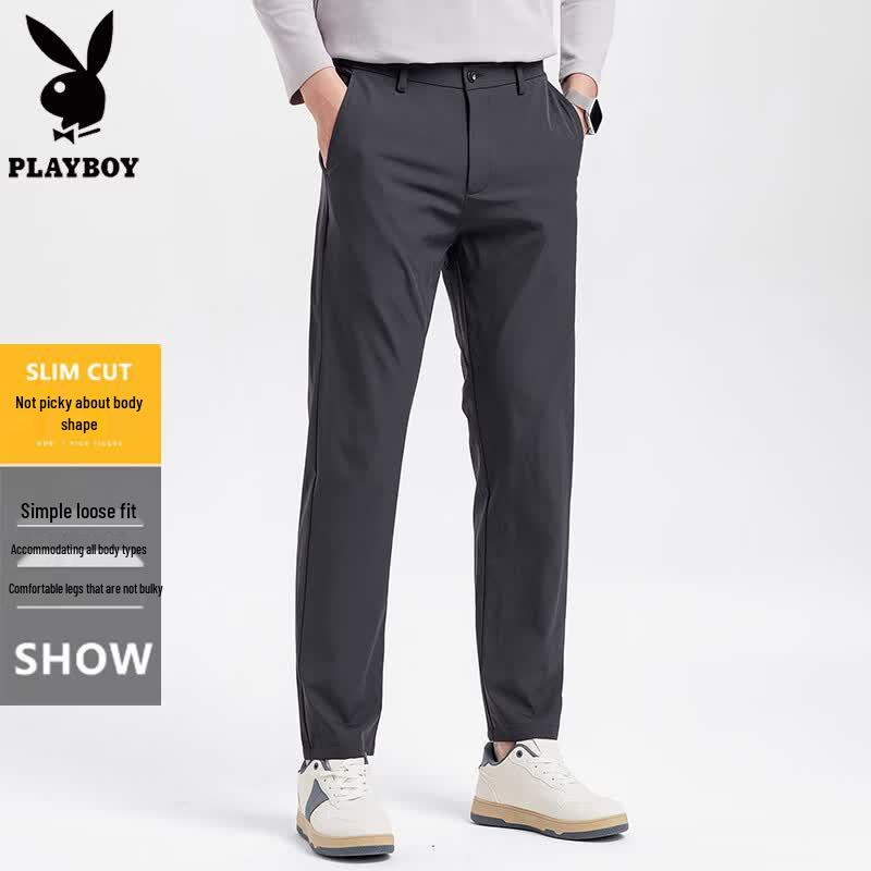 PLAYBOY Men's Ice-feel Casual Straight Pants