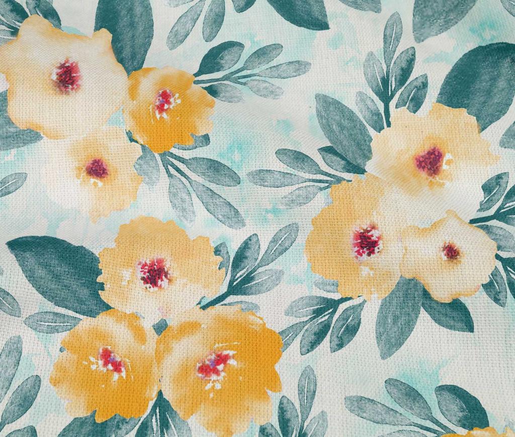 oneOone Хлопковая гибкая ткань с акварельными листьями и цветочным принтом пионов BTY 40 дюймов