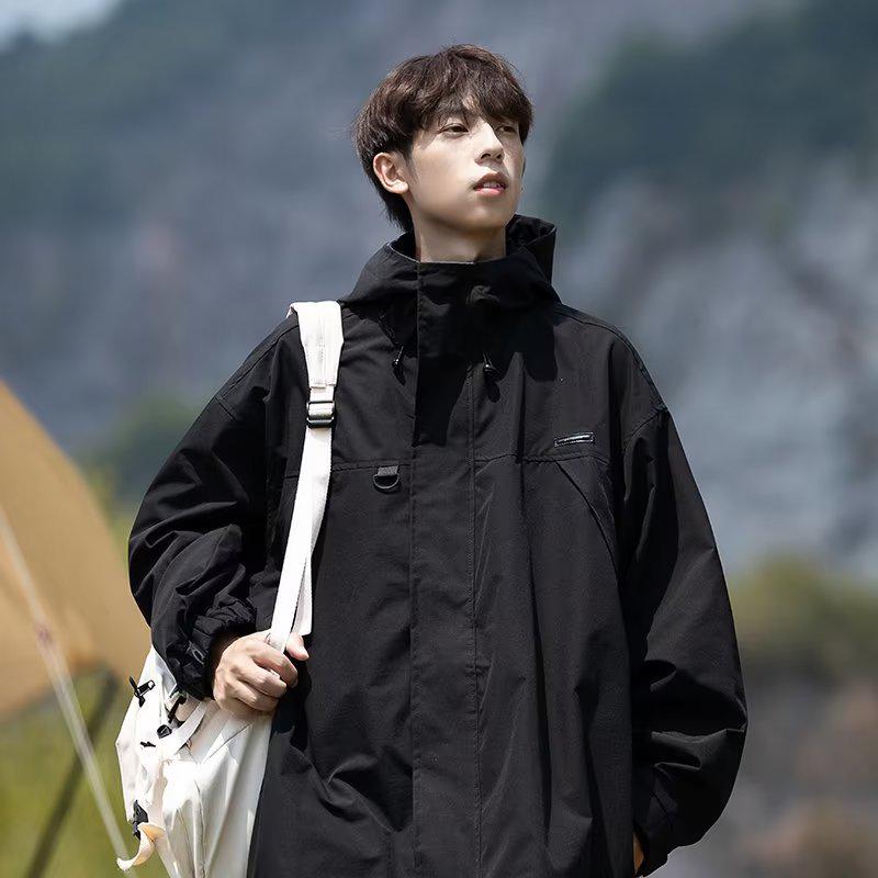 Мужская стильная черная куртка-имитация - молодежная ветровка весна/осень