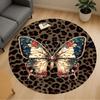 1pc Butterfly Leopard Round Chair mat office Area Rug - Non-Slip, Floor Mat for Office, Bedroom, and Indoor Decor p127012