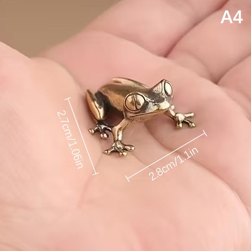 Винтажная латунная статуэтка лягушки Декор лягушки Очаровательная созерцательная поза Настольное украшение Чайный питомец Фигурка Домашний декор для офиса