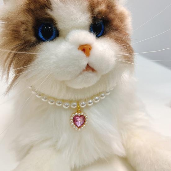Pet Necklace Love Heart Fake Crystal Shiny Faux Pearls Adjustable Elegant Universal Cat Small Dog Puppy Collar Jewelry Pet Supplies