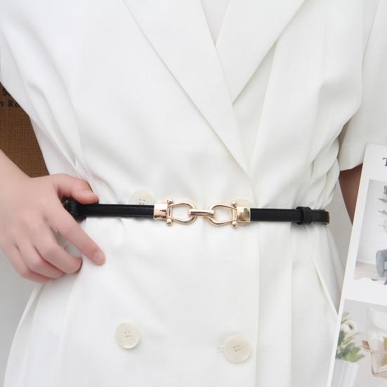 Женский тонкий тонкий ремень, пара пряжок, дизайн талии, поясной ремень с золотой пряжкой, регулируемая длина, ремень из искусственной кожи, аксессуары для одежды