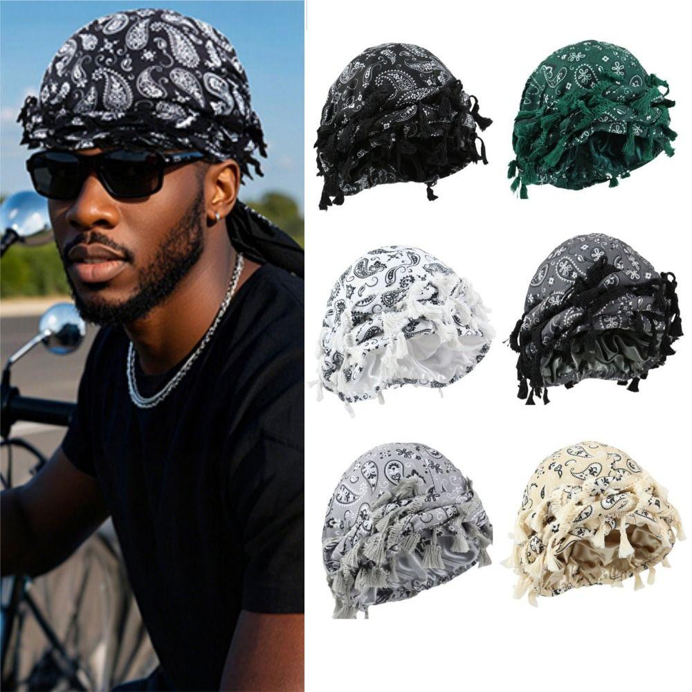 Tassel Turban Scarf Tie Satin Hair Wrap Scarf Vintage Head Scarf For Men Women