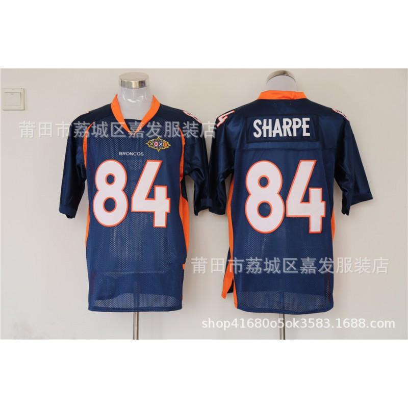 Retro Denver Broncos Football Jersey Mens Cotton Short Sleeve Rugby Shirt With Embroidered Number 7 84