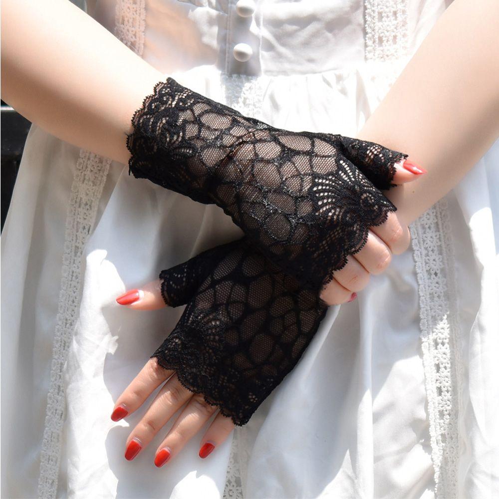 Fishnet Sexy Lace UV-proof Mesh Half Finger Fingerless Gloves Lace Gloves Mittens Driving Gloves