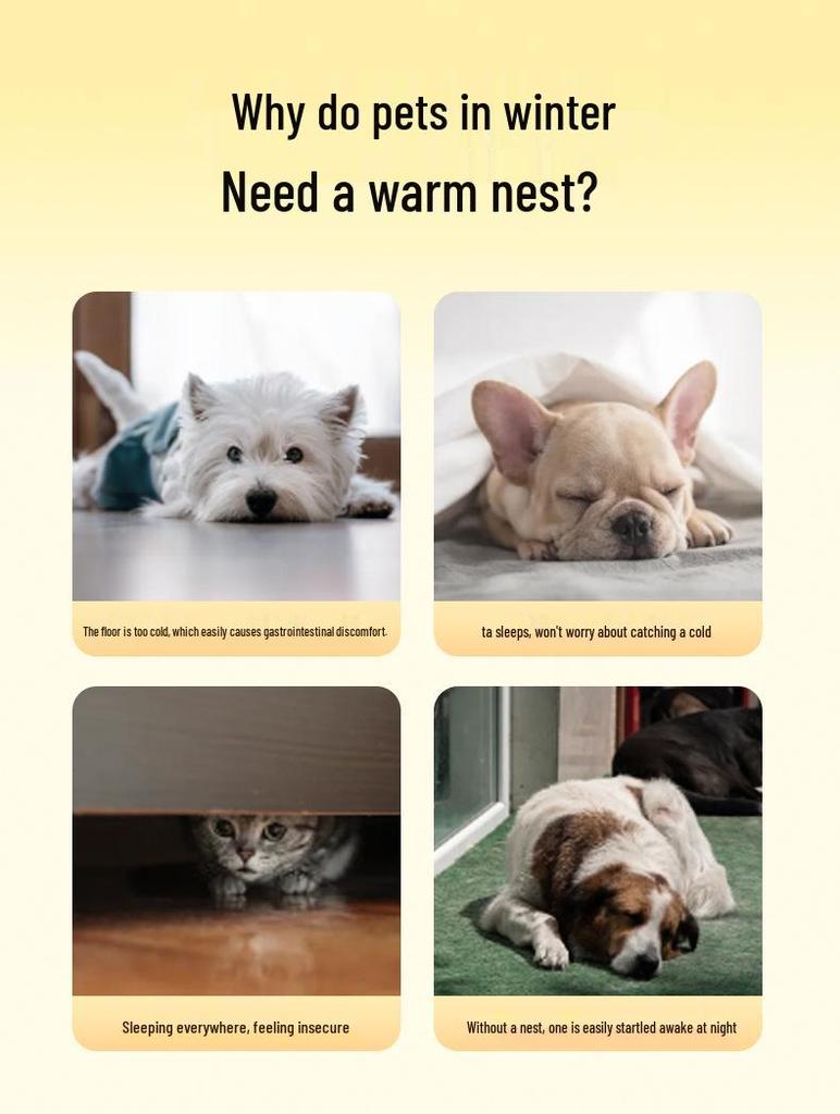 Зимняя теплая лежанка для собаки и коврик для сна для кошки - Утолщенное открытое гнездо для питомца