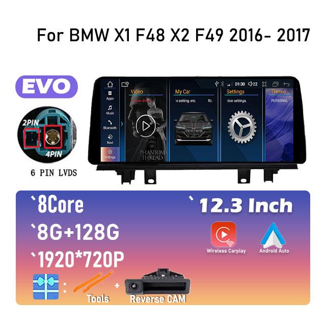 IPS Новый Android 14 Для BMW X1 F48 X2 F49 (2016- 2017)  Автомагнитола GPS Навигация Мультимедиа Видео NBT и Система EVO 2018-2020