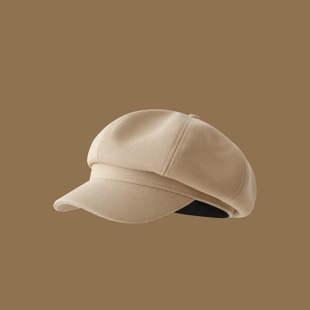 Windproof Beret Cap Solid Color Painter Peaked Hat Autumn Winter Girl Accessories