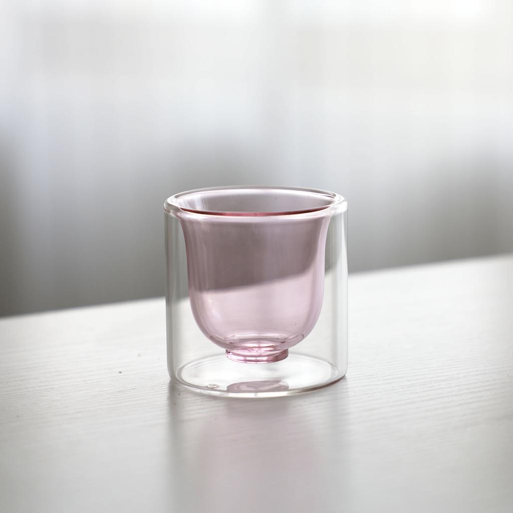 High Borosilicate Double-deck Glass Coffee Cup High Temperature Resistance Color Inner Liner Espresso Cup Insulated Coffee Cup