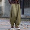 Женские винтажные шаровары, однотонные свободные брюки, зимние брюки с эластичной резинкой на талии в китайском стиле