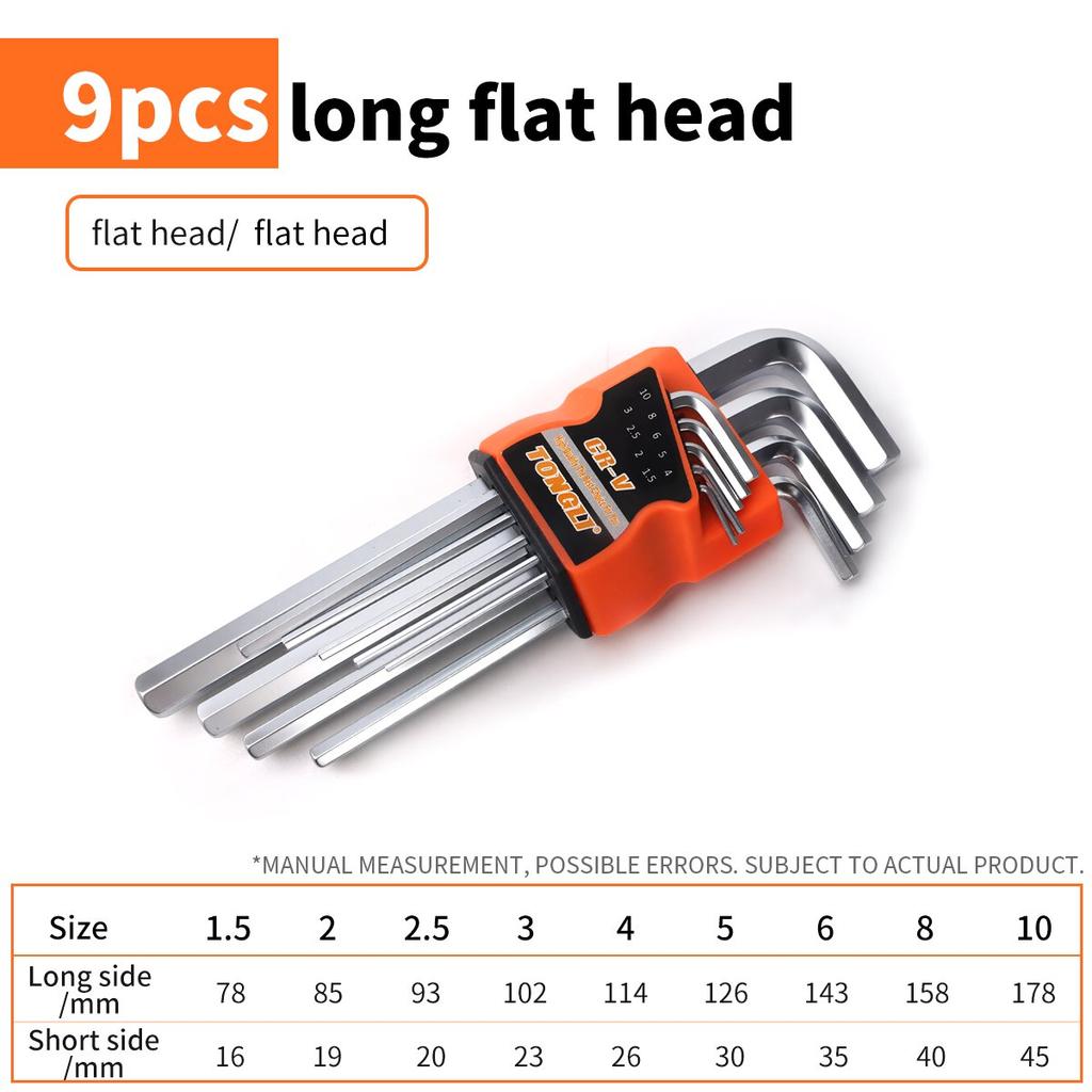 Набор шестигранных ключей 9 шт. Шестигранный Универсальный Метрический Длинный Шарообразный Torx L Плоская головка Отвертка Гаечный ключ Инструмент для ремонта автомобиля Короткий рычаг