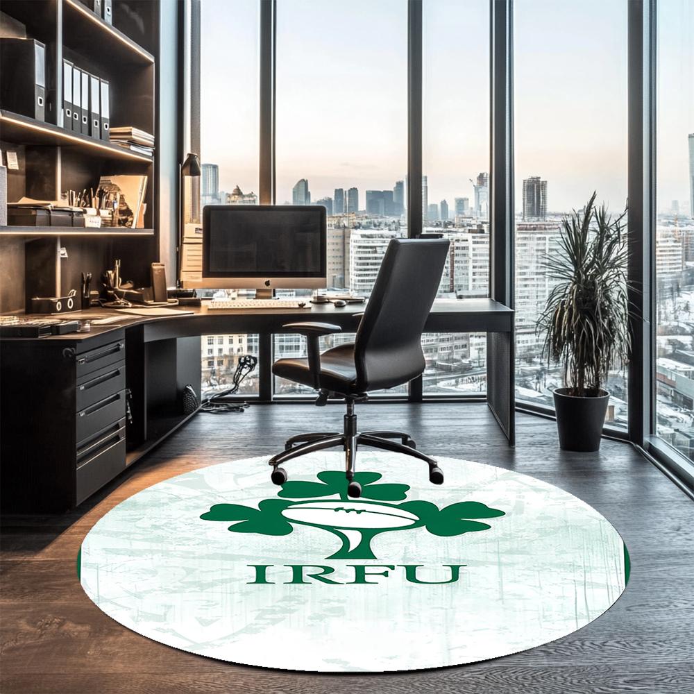Ireland Rugby Printed Round Rug Carpet Chair Rug Area Rug Entryway Doormats,for Office Chair Living Room Bedroom Kitchen Room.