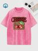 Creative Leopard Print Cherries Fruit Pattern Washed T-Shirt Women Casual Cotton T Shirts Hip Hop Soft Short Sleeve Loose Top