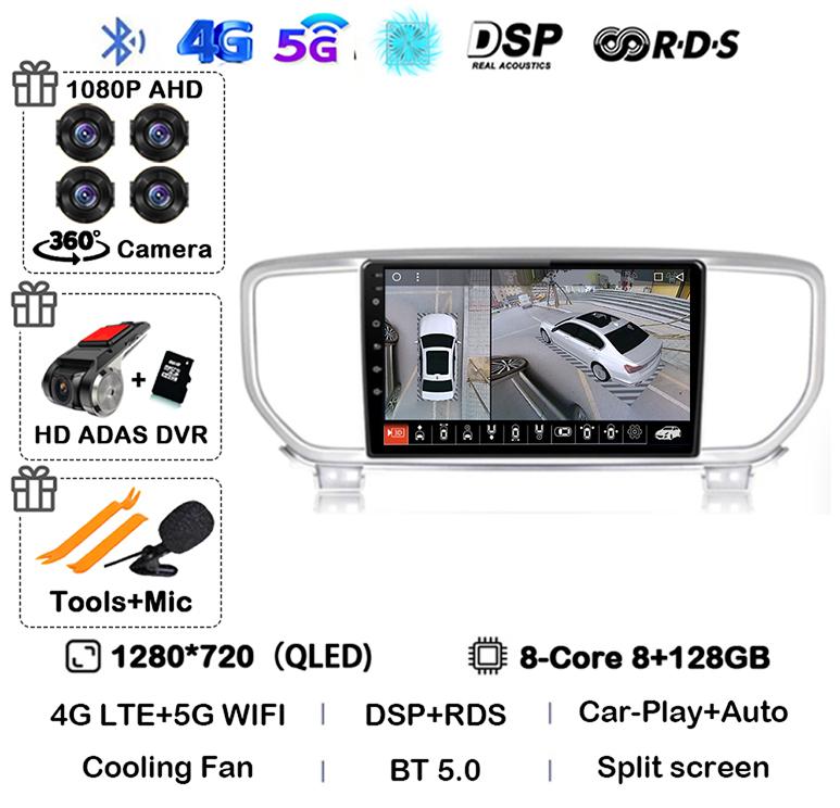 Android 13 Авто Carplay WIFI+4G Для Kia Sportage 4 QL 2018 2019 2020-2025 Автомагнитола Мультимедийный Видеоплеер Стерео 360 Камера BT