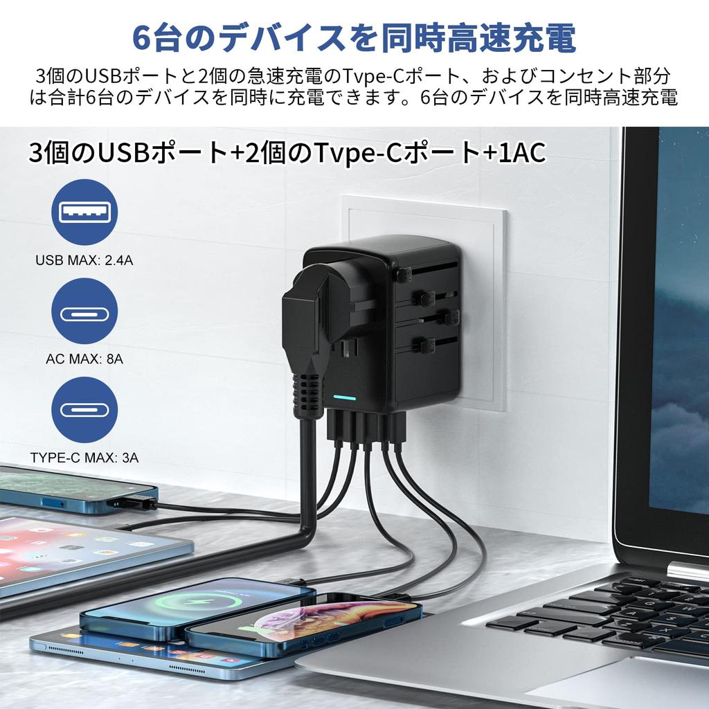 Переходник HITRENDS PD 35W Быстрая зарядка Всемирно совместимый Мульти переходник для iPhone Android Airpods Switch Macbook iPad Товары для путешествий