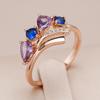 Blue Purple Zircon Geometric Design Rings for Women Elegant Finger Jewelry Fashion Accessories