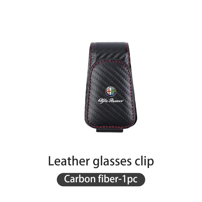 1Pc Car Specific Glasses Clip Leather Ticket Holder Sticker For Alfa Romeo 159 Giulietta Giulia 147 Mito 156 166 GT Stelvio F1XS7