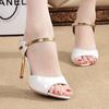 Summer New Women's Shoes Fish Mouth Thin Heel High Heel Sexy Sequins Fashion Women's Sandals Female Hair