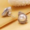 LSOOYH Shell Design Natural Freshwater Pearl Earrings Ring CZ Cubic Zirconia Necklace Jewelry Sets