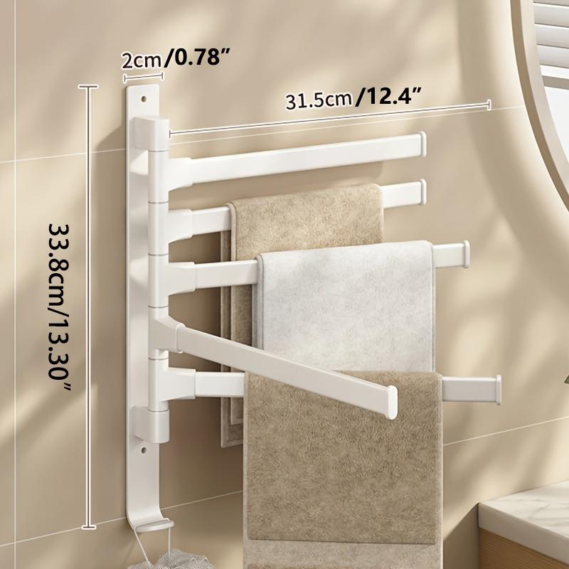 Bathroom Towel Rack Rotatable Towel Holder Space Aluminum 2/3/4/5-Bar Towel Hanger Kitchen Shelf Paper Hanging Wall Mounted