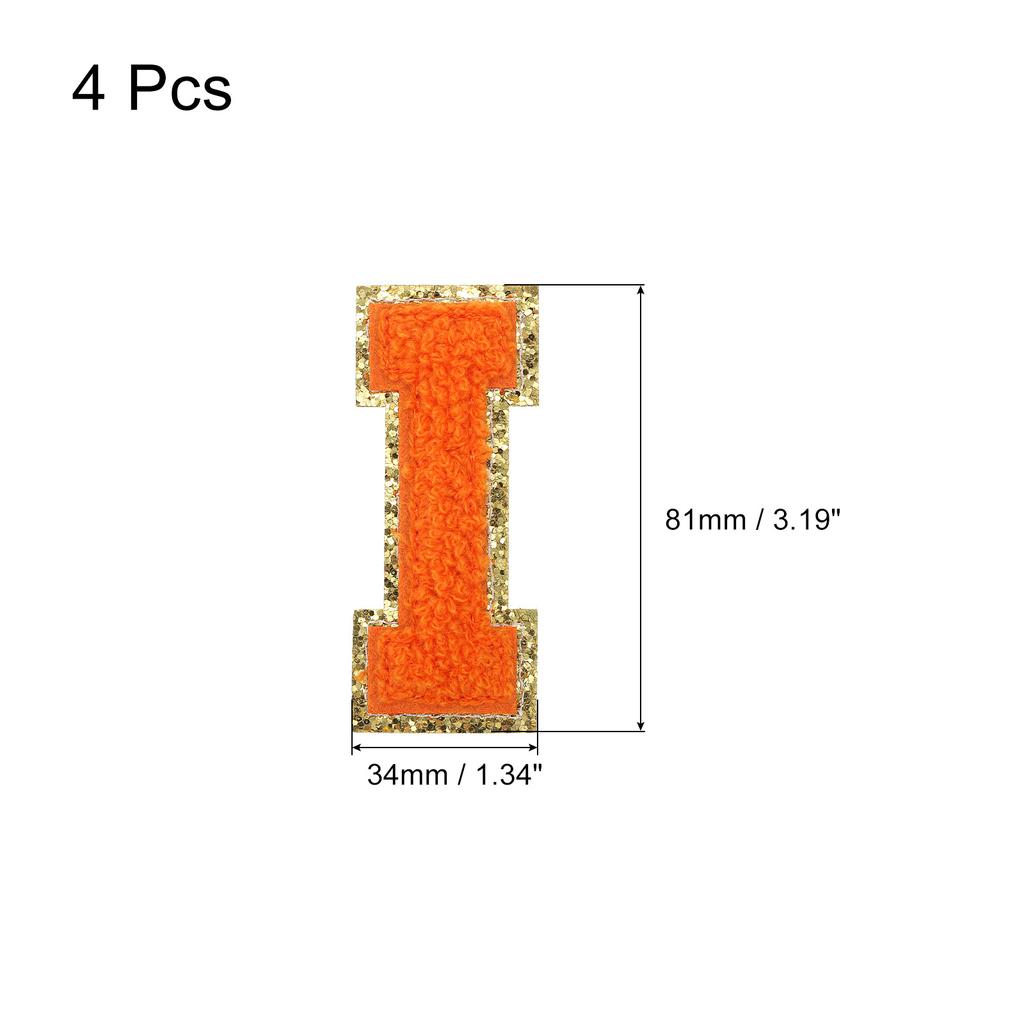 4pcs Chenille Letter Patches Iron on Letter Patches Embroidery Patch Iron on Sew on Jacket Embroidered Letter Patches Orange