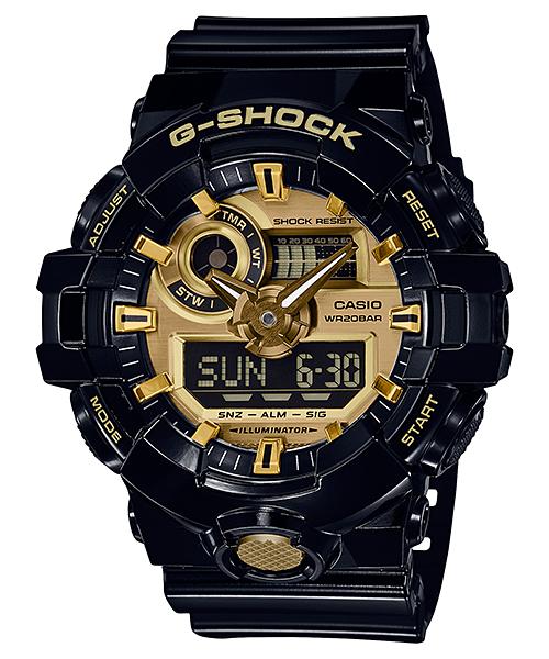 Casio Мужские кварцевые часы GA-710GB-1A с аналоговым циферблатом, водонепроницаемостью 200 м, ударопрочностью, из смолы