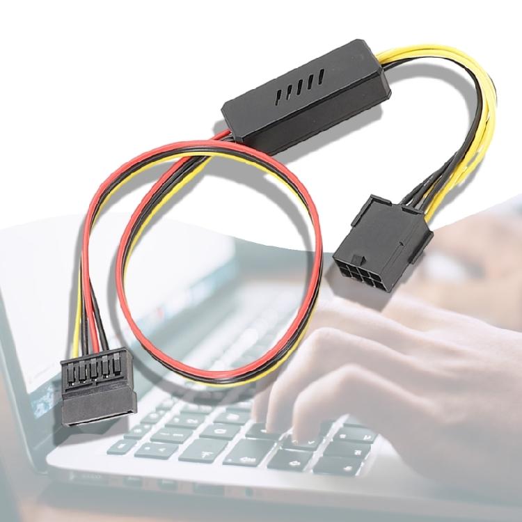 Кабель-адаптер питания 8PIN для видеокарты на Sata с платой-конвертером понижения и стабилизации напряжения