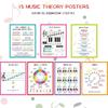 Ceiba Tree 15Pcs Music Theory Posters 11x14 inch Musical Bulletin Board Decorations Basic Notes Scales Chords Reference Poster for Teachers
