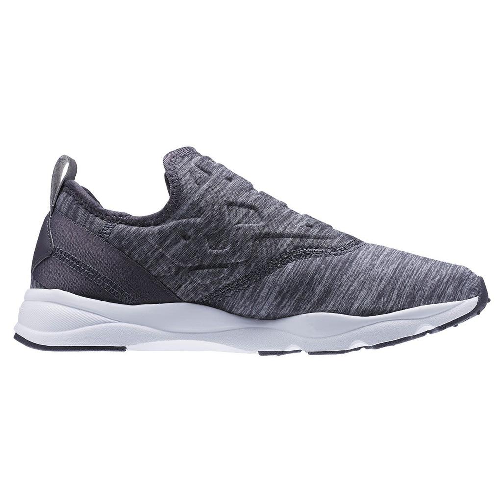 Reebok Furylite Slip On Jersey Fabric Synthetic Leather Comfortable Low Top Lifestyle Casual Shoes Women Sneaker Gray White AR3047