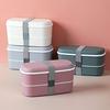 Plouluyt Microwaveable 2-Layer Lunch Box with Compartments, Leakproof Bento Box, Insulated Food Container, Pink