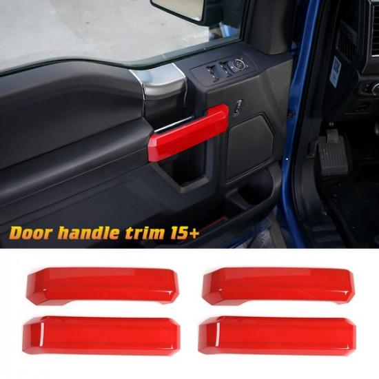 4x Red Inner Car Door Handle Decor Cover Trim For Ford F150 2015-20 Accessories