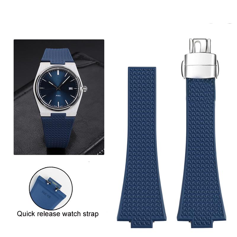 Ремешок для часов с быстрой заменой для серии Tissot PRX 11 мм 12 мм T137.407/T137.410 Super Player Фторкаучук FKM Ремешок Браслет