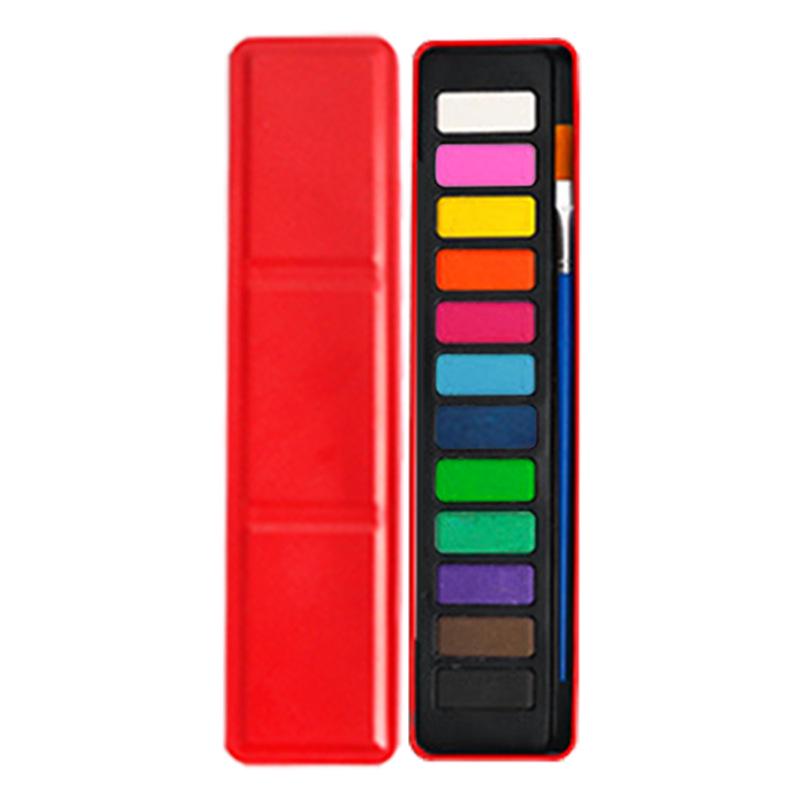 Портативный набор акварели из 12 цветов - Твердые сухие кюветы для ручной росписи