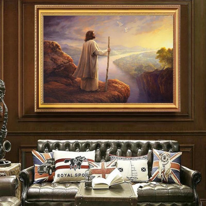 Vintage Risen Jesus Cross Christian Religion Wall Art Canvas Painting Poster Prints Living Room Large Pictures Modern Home Decor