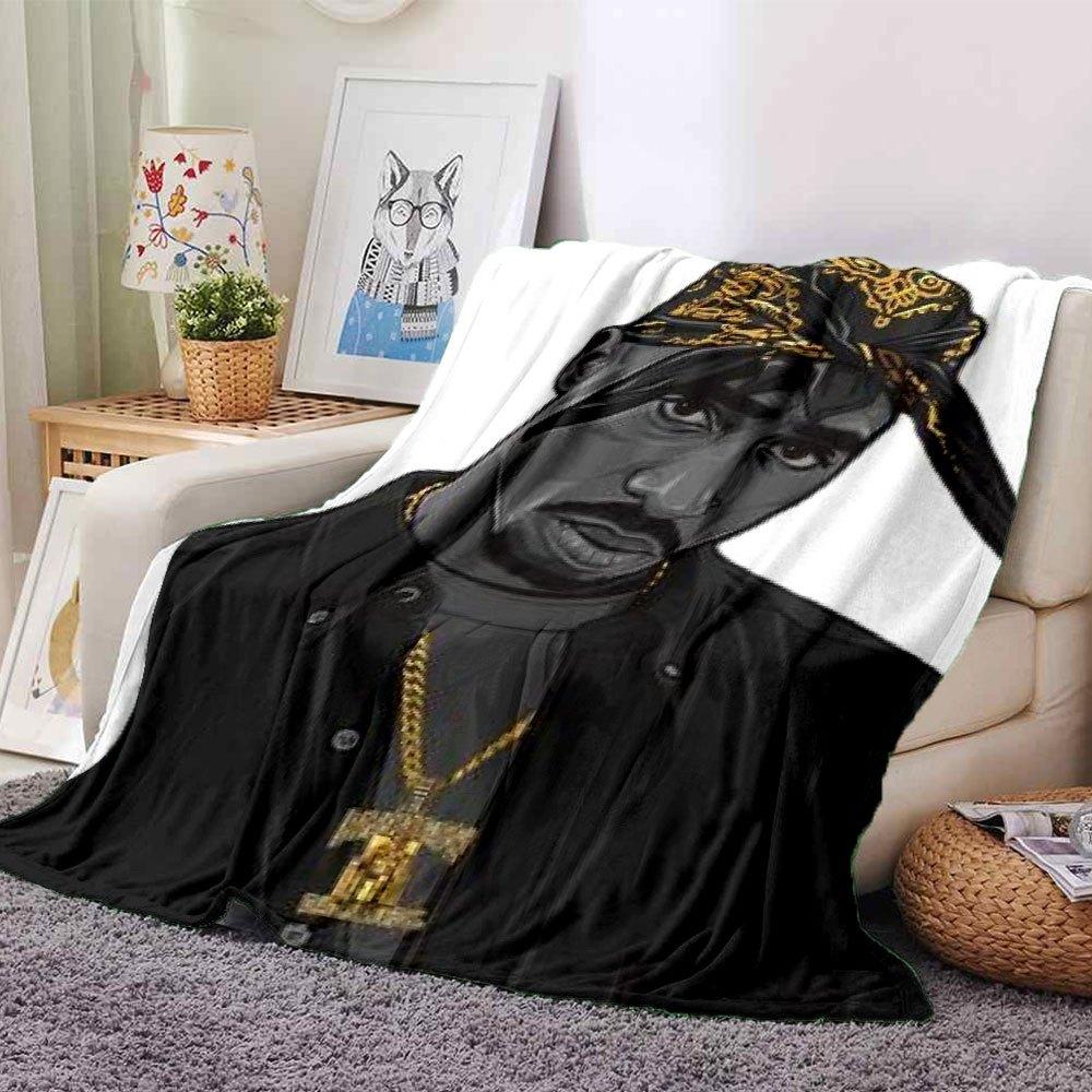 1pc 2PacHip Hop Blanket Soft Lightweight All Season Multi Purpose Throw for Sofa, Bed, Office & Picnics, French Style with Iconic Album Art & Quotes