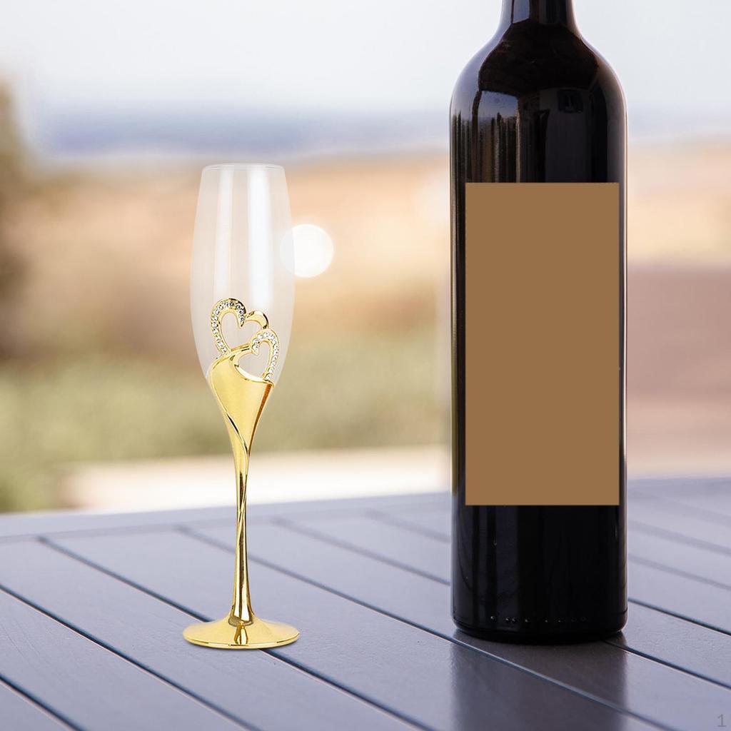 Champagne Flute Glassware Hand Blown Heart Shaped Toasting Cups Goblet Cocktail Glass Elegant for