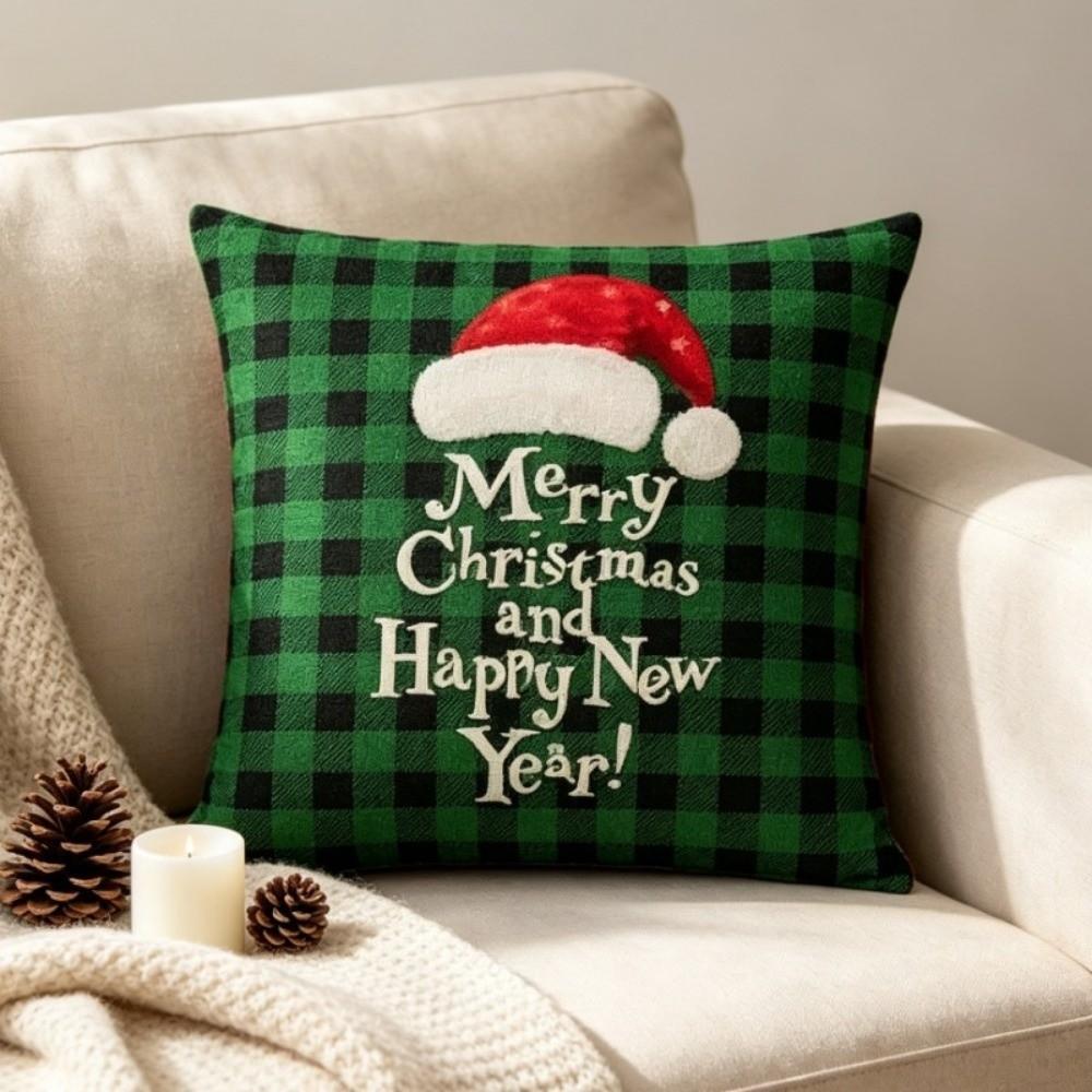 2D Printed Throw Cushion Case Deer Xmas Tree Pillowslip Santa Pillow Cover Couch Decor