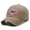 Embroidery peaked cap men's visor spring and summer washed new retro love soft top trendy baseball cap women's versatile pink