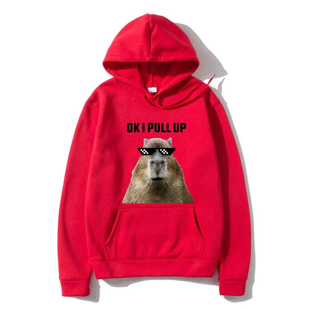 Забавная толстовка с принтом капибары, унисекс, повседневные толстовки с капюшоном большого размера, готические пуловеры, хит продаж, одежда унисекс