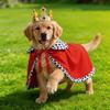 Funny Pet King Costume Velvet Red Cloak Gold Crown Set Cosplay Clothes Party Dress Up Apparel for Dogs Cats