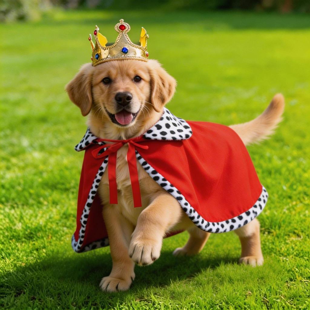 Funny Pet King Costume Velvet Red Cloak Gold Crown Set Cosplay Clothes Party Dress Up Apparel for Dogs Cats