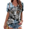 Смешные женские футболки с 3D-принтом, мультяшные модные топы с V-образным вырезом и коротким рукавом, модная повседневная уличная одежда больших размеров для женщин
