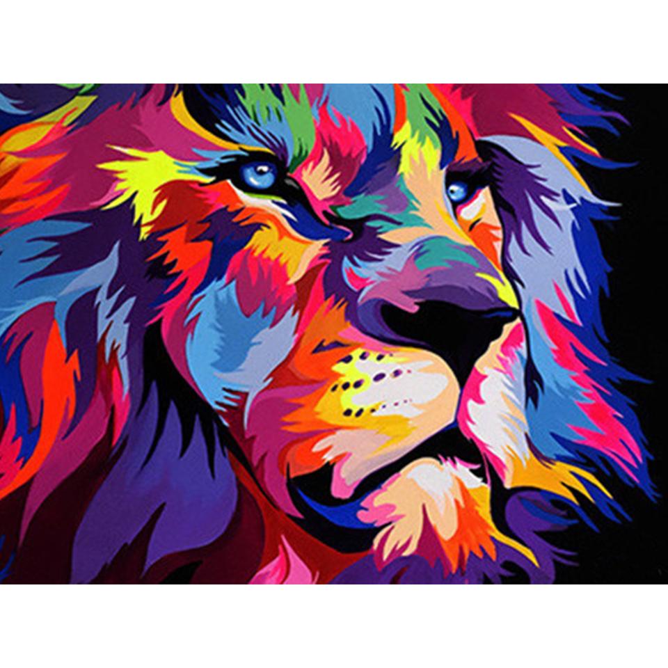 DIY 5D Diamond Painting Animal Lion Cat Monkey Cross Stitch Kit Diamond Embroidery Mosaic Art Picture Rhinestone Decoration Gift