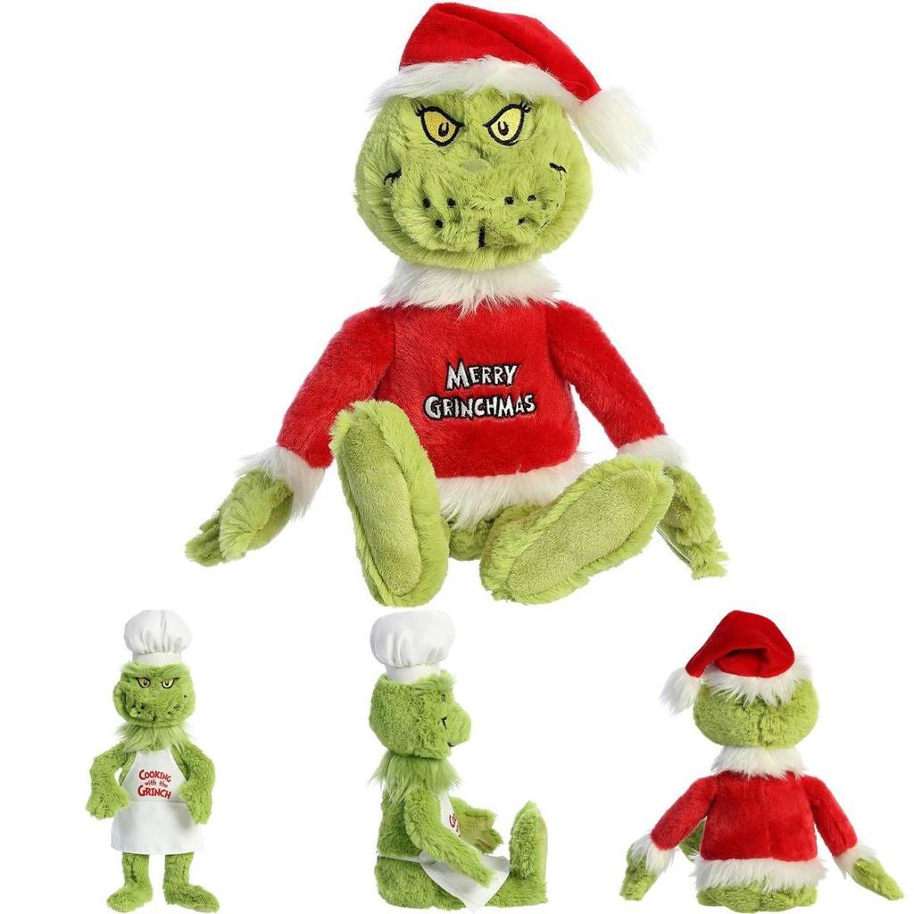 Grinch Christmas Chefs Dress Up Plush Toys Stuffed Dolls Kids Gift Soft Cuddly