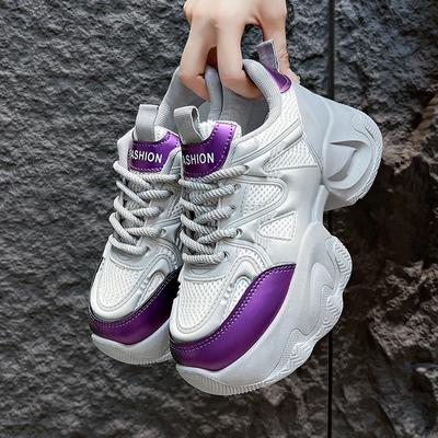 Модная спортивная обувь для женщин Новая модная теннисная платформа 2024 Черные повседневные массивные сетчатые кожаные весенне-осенние кроссовки для девушек Старый отец