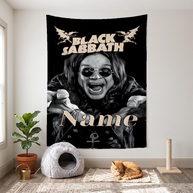 Ozzy Osbourne (1) Tapiz de pared decorativo con nombre personalizable, opción ideal para la decoración de paredes en dormitorios, salas de estar, residencias estudiantiles y el hogar